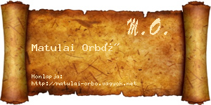 Matulai Orbó névjegykártya